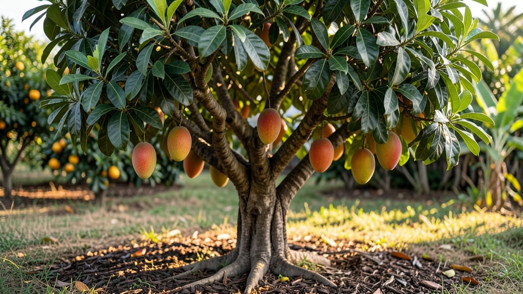 Mango Tree With Ripe Fruits: Prune for Heavy Harvests Without Sacrificing Growth