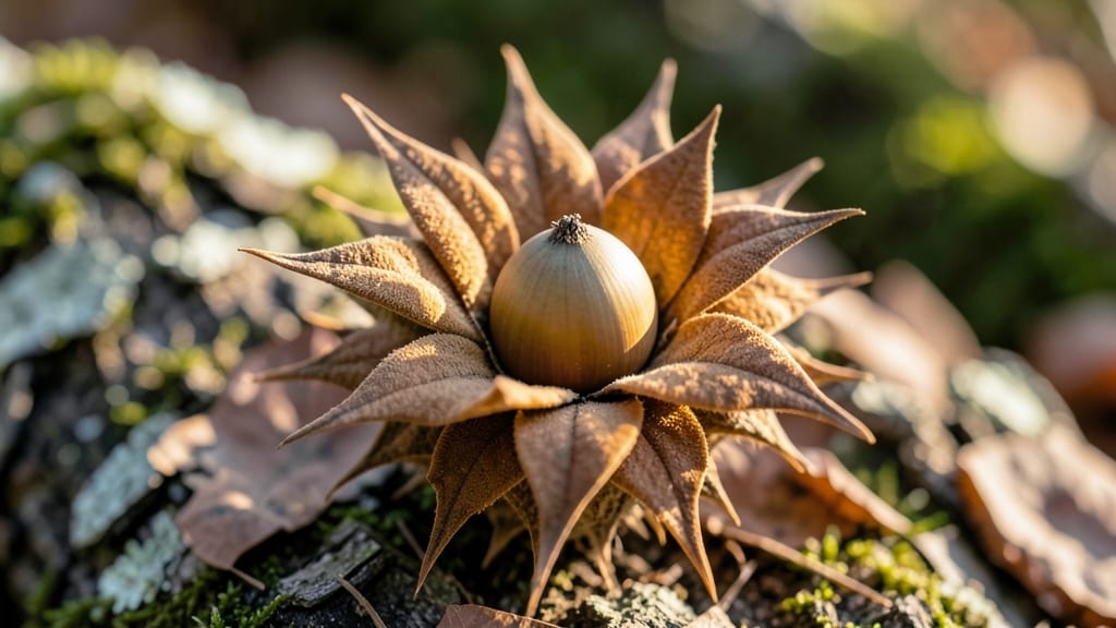 Dry Bursting Acorn Capsules from Oak Trees