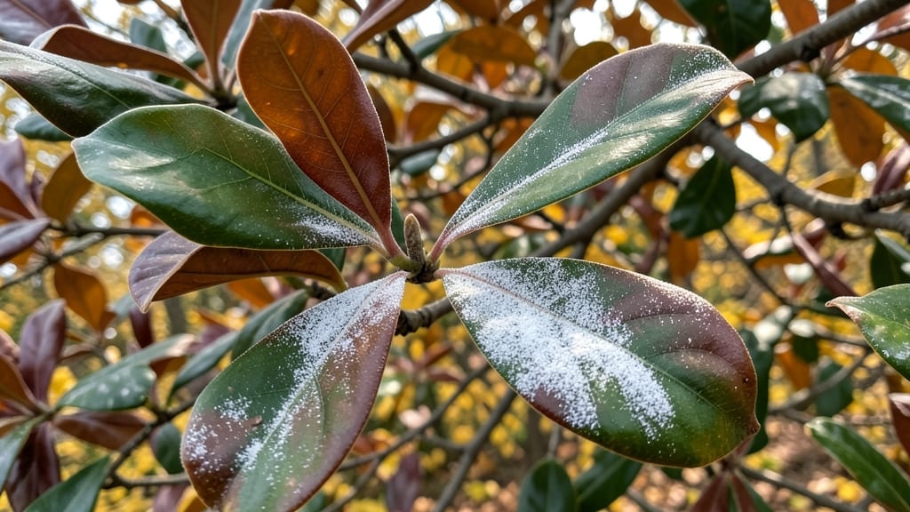 Powdery Mildew on Magnolia Foliage