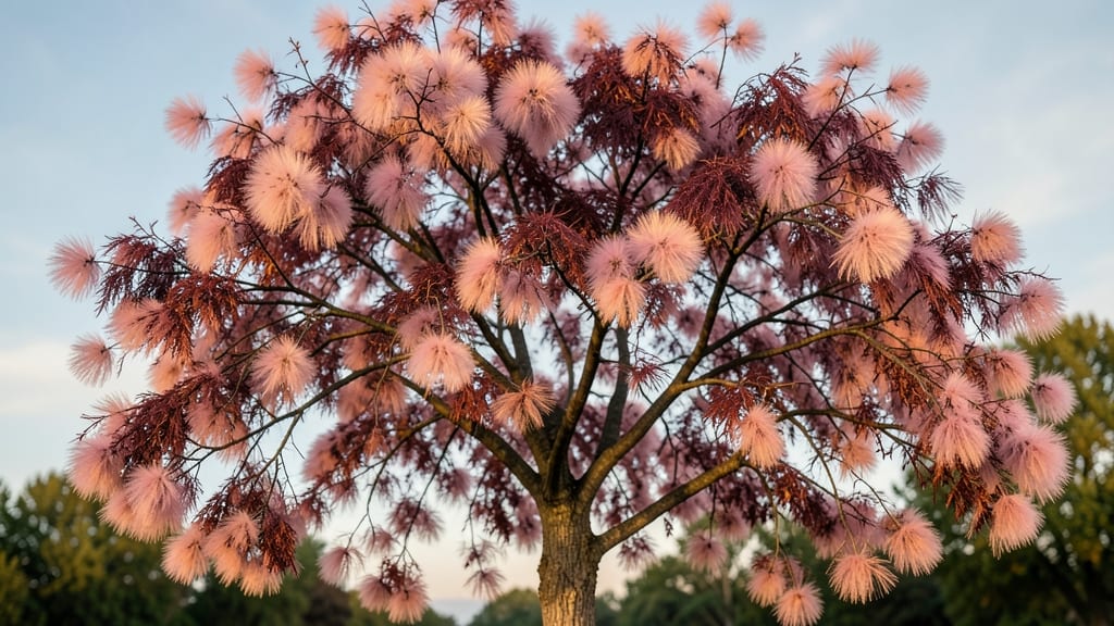 Pink Smoke Tree with Fluffy Pink Blooms