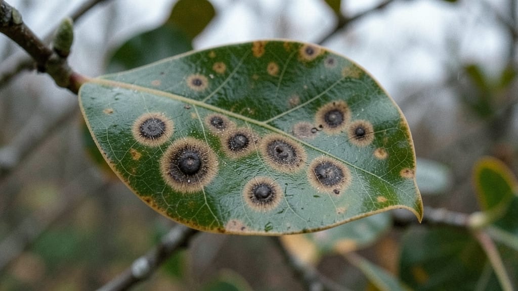 Anthracnose Fungus on Magnolia Leaves