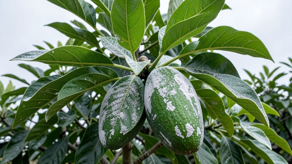 Powdery Mildew on Avocado Leaves