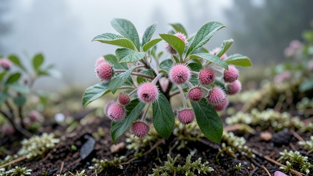 Pink Cloudberry Bush with Edible Puffs