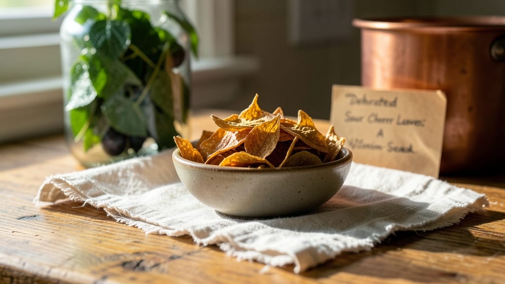 Sour Cherry Leaf Chips for Snacking